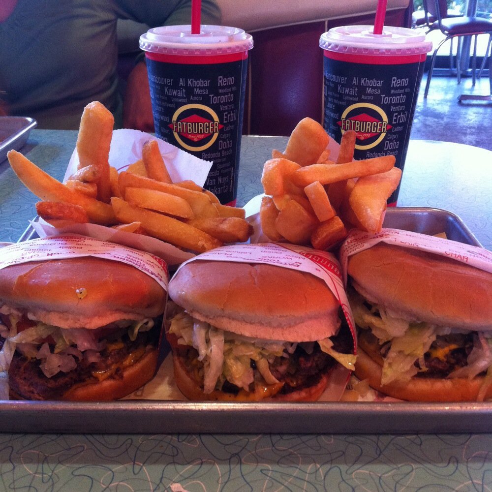 Fatburger & Buffalo's Express - 3 medium fat burgers with 2 fat fries ! - Burgers Near Me - Carson, California Fatburger & Buffalo's Express - 3 medium fat burgers with 2 fat fries ! - Burgers Near Me - Carson, California