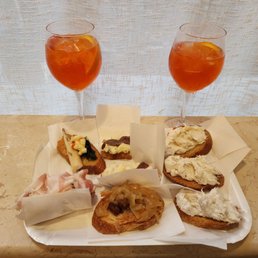 Cicchetti and aperol spritz