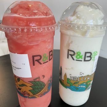 R&B Tea - Watermelon Slush & Piña Colada Slush - Bubble Tea Near Me - Riverside, California R&B Tea - Watermelon Slush & Piña Colada Slush - Bubble Tea Near Me - Riverside, California