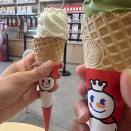 The famous soft serve- vanilla and matcha
