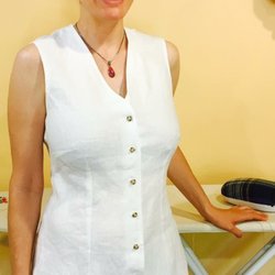 Fashion Sewing School - Sophie St Claire - Student in her freshly completed shirt project.