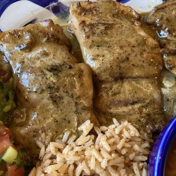 Serranos - The mesquite grilled mojo de ajo chicken thighs topped with pechuga sauce (from the Pollo Loco menu item) - Tex-Mex Near Me - Cedar Park, Texas