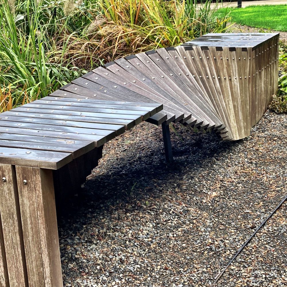 Leach Botanical Garden - One of the many interestingly designed benches throughout the garden. - Botanical Gardens Near Me - Portland, Oregon