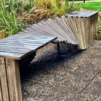 Leach Botanical Garden - One of the many interestingly designed benches throughout the garden. - Botanical Gardens Near Me - Portland, Oregon