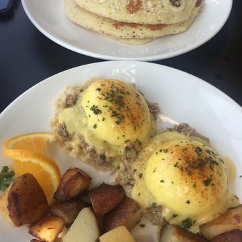 Stacks Pancake House - Kalua pork Benedict and mac'nut banana pancakes. Not the best - Breakfast & Brunch Near Me - Irvine, California
