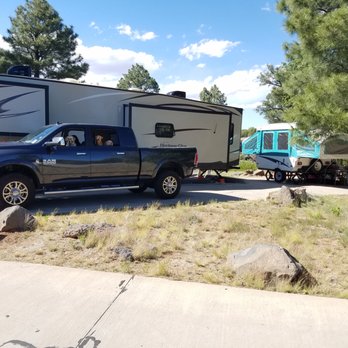 Fool Hollow State Park - Popup camper (turned sideways) vs. Big Rig...site size comparison - Parks Near Me - Show Low, Arizona Fool Hollow State Park - Popup camper (turned sideways) vs. Big Rig...site size comparison - Parks Near Me - Show Low, Arizona