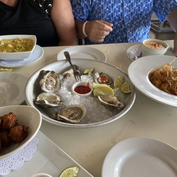 Casablanca - Conch fritters, two kinds of soup, oysters, shrimp tostones - Seafood Near Me - Miami, Florida Casablanca - Conch fritters, two kinds of soup, oysters, shrimp tostones - Seafood Near Me - Miami, Florida