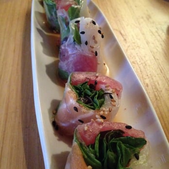 Zest - Summer Roll Ahi Tuna, Salmon, and a white fish I cannot remember. This was a special the night we went. - Sushi Bars Near Me - Roswell, Georgia