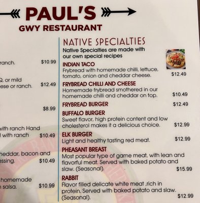 Menu photo 7 Paul's Family Restaurant Cherokee, NC Menu photo 7 Paul's Family Restaurant Cherokee, NC