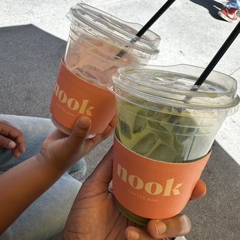 Nook Coffee Bar - Strawberry milk and strawberry matcha with oatmilk - Coffee & Tea Near Me - Torrance, California