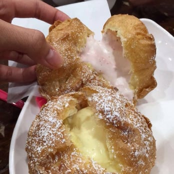 Mochi - Regular cream puff shell with strawberry and vanilla filling. - Ice Cream & Frozen Yogurt Near Me - Irvine, California Mochi - Regular cream puff shell with strawberry and vanilla filling. - Ice Cream & Frozen Yogurt Near Me - Irvine, California