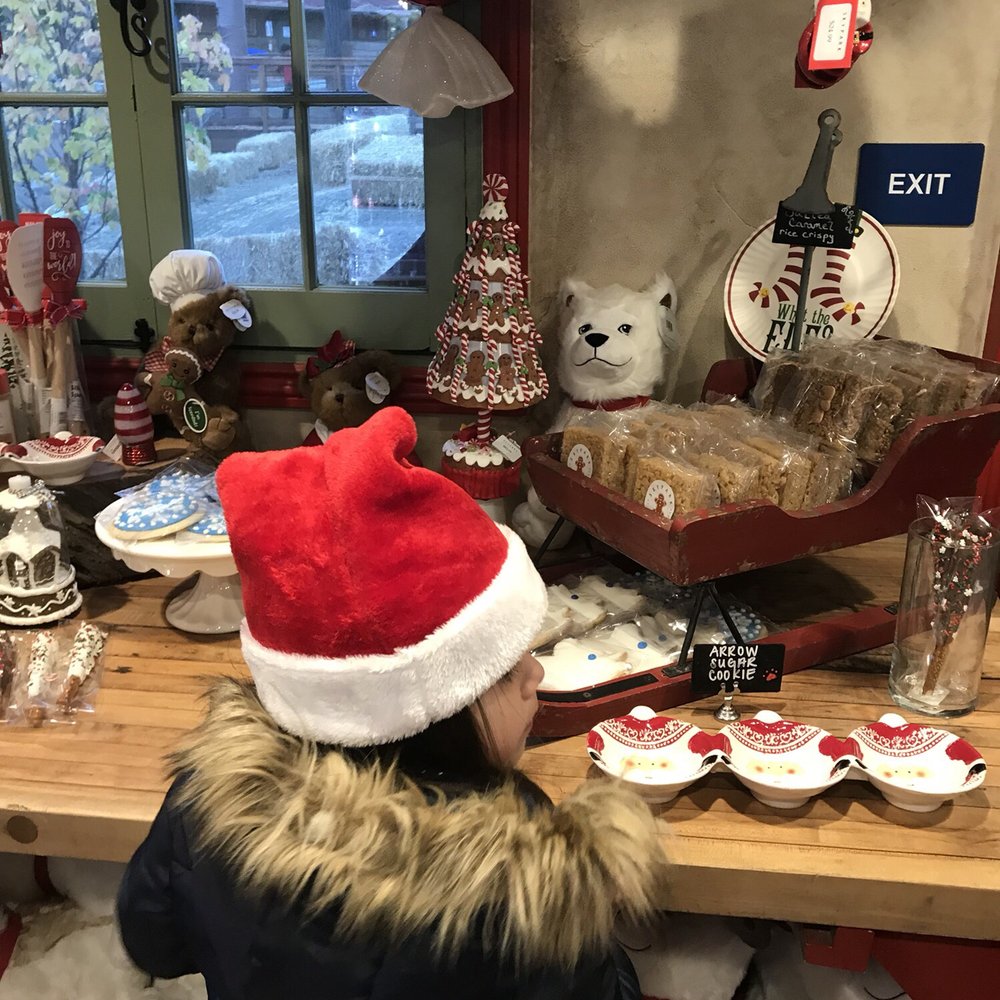 Gingerbread House - a little girl in a santa hat - Custom Cakes Near Me - Skyforest, California