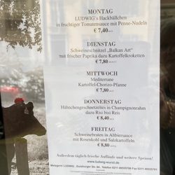 Metzgerei Ludwig - Tageskarte. Daily menus.