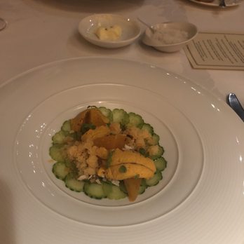 Acquerello - Sea Sea Urchin with cucumber, melon, chili, and puffed grains - Italian Near Me - San Francisco, California