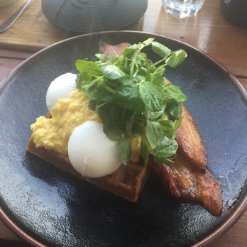 Freckleduck Cafe - Cornbread Waffle with BACON - Cafes Near Me - Geelong, VIC Freckleduck Cafe - Cornbread Waffle with BACON - Cafes Near Me - Geelong, VIC