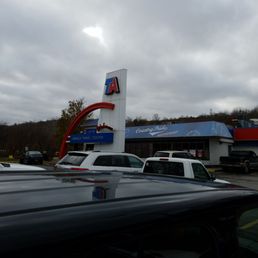 a view of a gas station a view of a gas station