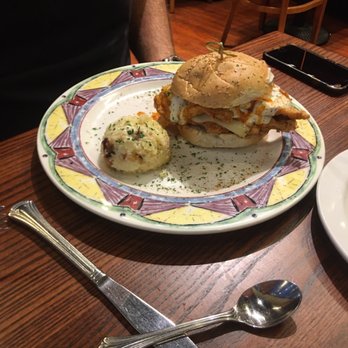 Miss Shirley's Cafe, Inner Harbor - Chicken sandi w grits.  Hubby said it was okkk - Breakfast & Brunch Near Me - Baltimore, Maryland