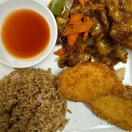 The General's Chicken is my absolute favorite - a bit spicy + the veggies. The combo is great. The General's Chicken is my absolute favorite - a bit spicy + the veggies. The combo is great.