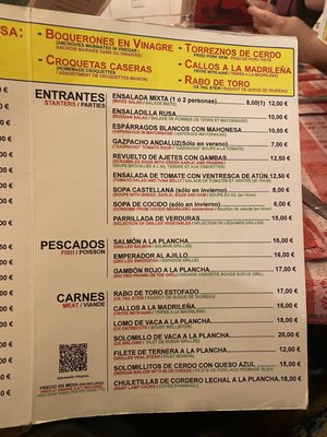 Menu photo 1 Los Chanquetes Madrid, M Menu photo 1 Los Chanquetes Madrid, M