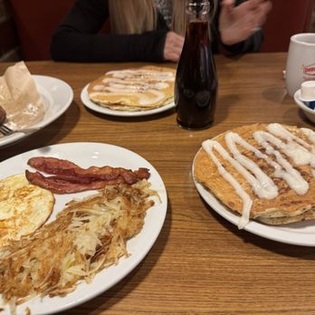 Denny's - Can't remember which slam but we got the Cinnamon Roll pancakes. - American Near Me - Raleigh, North Carolina