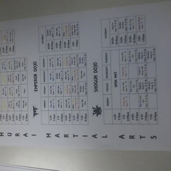 Samurai Martial Arts - The schedule, as you can see they divide up into 3 separate massive rooms. - Martial Arts Near Me - Rochester, New York