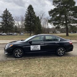 Poore's Practice Driving - We use our own car with a dual brake on the passenger side.