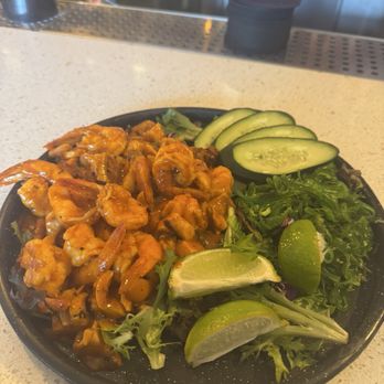 Los Molcajetes Bar & Grill - Spicy Shrimp with cucumbers and salad - Bars Near Me - Sonoma, California