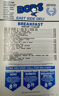 Menu photo 1 Bob's East Side Deli Las Vegas, NV