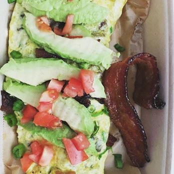S'wich Bistro - Omelette with mushrooms, glazed onion, avocado and an extra of bacon - Breakfast & Brunch Near Me - Irvine, California