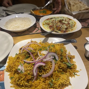 Kabab & Curry Restaurant & Grill - Chicken Biryani Hyderabadi (extra-hot traditional dum style) and Aloo Tikki Chaat - Indian Near Me - Pittsburgh, Pennsylvania