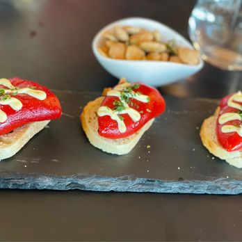 Valdemar Estates - Stuffed piquillos with canned tuna haha! It's ok! Wouldn't order that again. - Tapas/Small Plates Near Me - Walla Walla, Washington