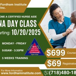 Fordham Institute - Certified Nurses Aide Day class starting next week October 20th!