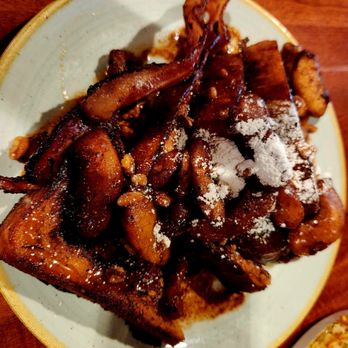 Toast - Milwaukee - Caramel Apple Pie French Toast $13.99 Flame Roasted Fuji Apples - Brown Sugar - Butter - Cinnamon - Frosted Pecans - Caramel Drizzle - Breakfast & Brunch Near Me - Milwaukee, Wisconsin