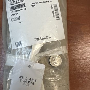Williams-Sonoma - The monogram is the size of a quarter. It is under the quarter. - Kitchen & Bath Near Me - San Francisco, California Williams-Sonoma - The monogram is the size of a quarter. It is under the quarter. - Kitchen & Bath Near Me - San Francisco, California