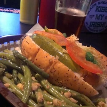 Black Sheep Lodge - Veggie Chicago dog with green beans - Burgers Near Me - Austin, Texas Black Sheep Lodge - Veggie Chicago dog with green beans - Burgers Near Me - Austin, Texas