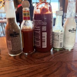 Great sampler of sauces across each table