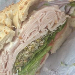 Bagel World Bakery & Deli - Turkey sandwich on garlic bagel