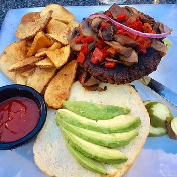 The Main Pub - Bean & Avocado Burger from the plant-based menu (ask for it if you're vegan!) - American Near Me - Manchester, Connecticut The Main Pub - Bean & Avocado Burger from the plant-based menu (ask for it if you're vegan!) - American Near Me - Manchester, Connecticut