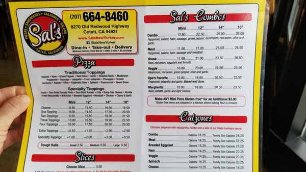 Menu photo 5 Sal's Pizzeria Cotati, CA Menu photo 5 Sal's Pizzeria Cotati, CA