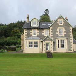 Allt-Na-Craig - View of Allt-na-Craig from the front lawn. The Stewart room was the upper right room.