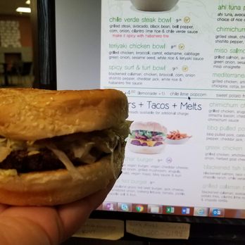 Green Tomato Grill - The pic in the menu of my $10 burger next to the crap I got. - New American Near Me - Brea, California