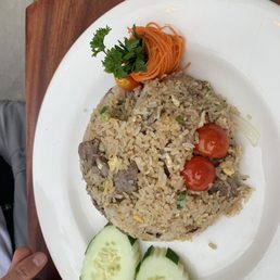 Fried rice with basil and beef. Nothing special