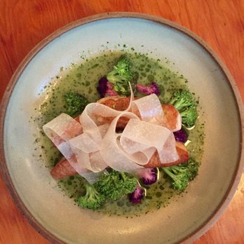 Pilgrimme - Sockeye salmon, grilled bone broth, brassicas, coriander. - Canadian (New) Near Me - Galiano Island, British Columbia Pilgrimme - Sockeye salmon, grilled bone broth, brassicas, coriander. - Canadian (New) Near Me - Galiano Island, British Columbia