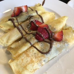 PJ's Pancake House & Tavern - Ewing - Strawberry and banana crepes with Nutella. Ice cold.