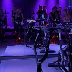 The cool lighting in a cyclebar studio