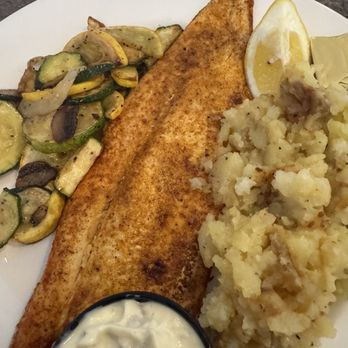 Grillroom 1901 - White fish Cajun with smashed Yukon potatoes and squash - New American Near Me - Sault Ste. Marie, Michigan Grillroom 1901 - White fish Cajun with smashed Yukon potatoes and squash - New American Near Me - Sault Ste. Marie, Michigan