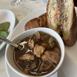 The Crown Bistro - Pot roast triple crown cheese with gumbo....flavorless sandwich with runny, flavorless soup