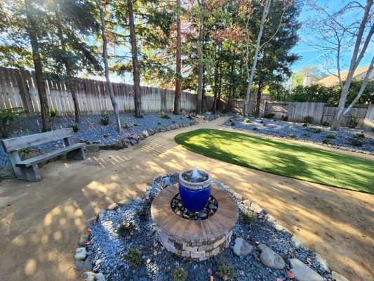 Bring the feel of the warm Woodlands right to your backyard! Native Serenity, with minimal work! - A beautifully designed, traditional take on this California backyard. Complete with natural DG pathways, rock borders, black slate chip, sitting area, planter beds, irrigation, and custom fountain. Give us a call at 916-918-3990or go to http://www.reliablelandscapesdesign.com/ to get a start on your 3D design and outdoor living renovation! Bring the feel of the warm Woodlands right to your backyard! Native Serenity, with minimal work! - A beautifully designed, traditional take on this California backyard. Complete with natural DG pathways, rock borders, black slate chip, sitting area, planter beds, irrigation, and custom fountain. Give us a call at 916-918-3990or go to http://www.reliablelandscapesdesign.com/ to get a start on your 3D design and outdoor living renovation!