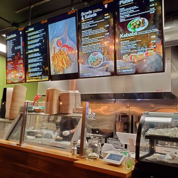 Shawarma Time - Front counter & menu on monitors - Mediterranean Near Me - Seattle, Washington Shawarma Time - Front counter & menu on monitors - Mediterranean Near Me - Seattle, Washington