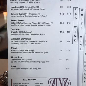 Zinz Wine Bar - Red wine menu - Wine Bars Near Me - Corte Madera, California